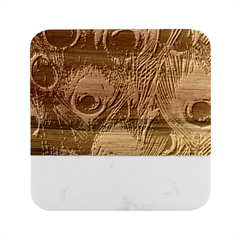 Feathers Art Peacock Sheets Patterns Marble Wood Coaster (square)