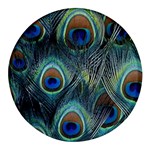 Feathers Art Peacock Sheets Patterns Round Glass Fridge Magnet (4 pack) Front