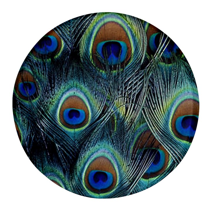 Feathers Art Peacock Sheets Patterns Round Glass Fridge Magnet (4 pack)