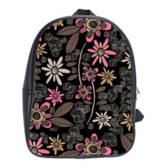 Flower Art Pattern School Bag (large) by Ket1n9