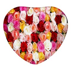 Rose Color Beautiful Flowers Heart Glass Fridge Magnet (4 Pack) by Ket1n9