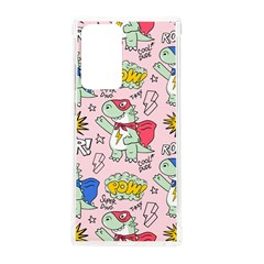 Seamless Pattern With Many Funny Cute Superhero Dinosaurs T-rex Mask Cloak With Comics Style Inscrip Samsung Galaxy Note 20 Ultra Tpu Uv Case by Ket1n9