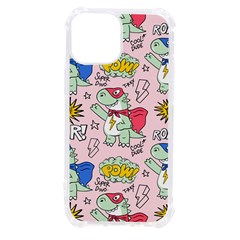 Seamless Pattern With Many Funny Cute Superhero Dinosaurs T-rex Mask Cloak With Comics Style Inscrip Iphone 13 Mini Tpu Uv Print Case by Ket1n9