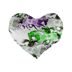 Horse Horses Animal World Green Standard 16  Premium Flano Heart Shape Cushions by Ket1n9