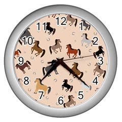 Horses For Courses Pattern Wall Clock (silver) by Ket1n9