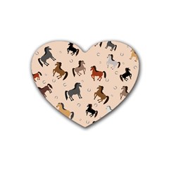 Horses For Courses Pattern Rubber Heart Coaster (4 Pack) by Ket1n9