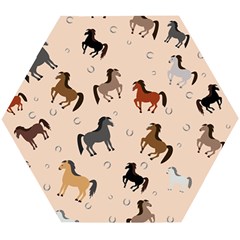 Horses For Courses Pattern Wooden Puzzle Hexagon by Ket1n9