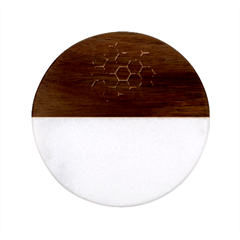 Abstract Pattern Honeycomb Classic Marble Wood Coaster (round)  by Ket1n9