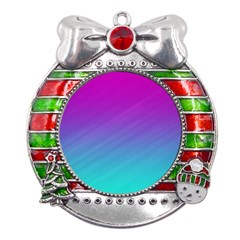 Background Pink Blue Gradient Metal X Mas Ribbon With Red Crystal Round Ornament