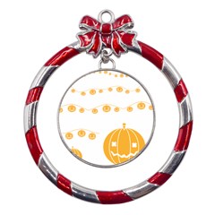 Pumpkin Halloween Deco Garland Metal Red Ribbon Round Ornament by Ket1n9