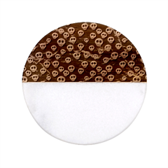 Skull Halloween Background Texture Classic Marble Wood Coaster (round)  by Ket1n9