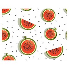 Seamless Background Pattern-with-watermelon Slices Two Sides Premium Plush Fleece Blanket (medium) by Ket1n9