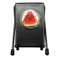 Seamless Background With Watermelon Slices Pen Holder Desk Clock