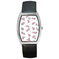 Seamless Background With Watermelon Slices Barrel Style Metal Watch