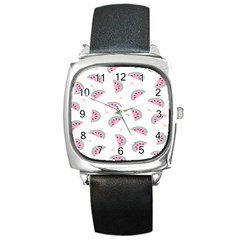 Watermelon Wallpapers  Creative Illustration And Patterns Square Metal Watch by Ket1n9