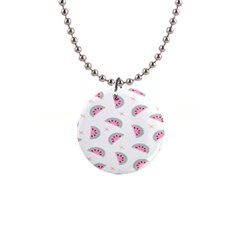 Fresh Watermelon Slices Texture 1  Button Necklace