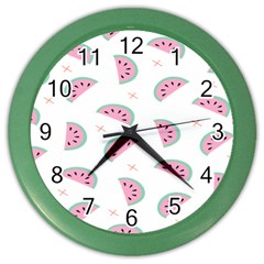 Fresh Watermelon Slices Texture Color Wall Clock