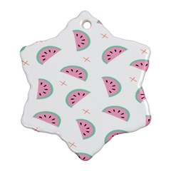 Seamless Background With Watermelon Slices Snowflake Ornament (Two Sides)