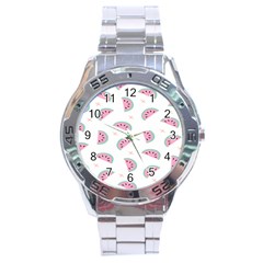 Fresh Watermelon Slices Texture Stainless Steel Analogue Watch