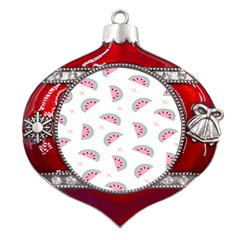 Fresh Watermelon Slices Texture Metal Snowflake And Bell Red Ornament