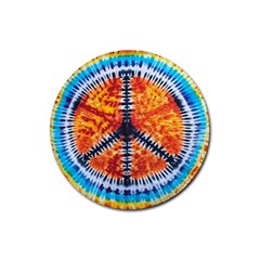 Tie Dye Peace Sign Rubber Round Coaster (4 Pack) by Ket1n9