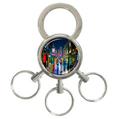 Abstract Vibrant Colour Cityscape 3-ring Key Chain by Ket1n9