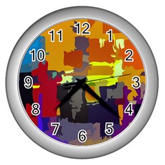 Abstract Vibrant Colour Wall Clock (silver) by Ket1n9