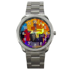 Abstract Vibrant Colour Sport Metal Watch by Ket1n9