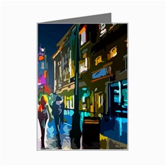 Abstract Vibrant Colour Cityscape Mini Greeting Card by Ket1n9