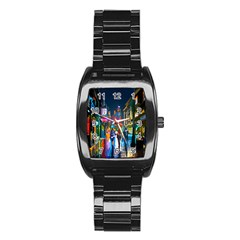 Abstract Vibrant Colour Cityscape Stainless Steel Barrel Watch by Ket1n9