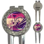 Pink City Retro Vintage Futurism Art 3-in-1 Golf Divots Front