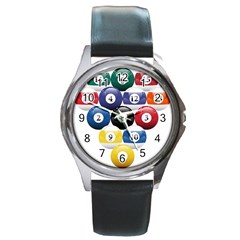 Abstract Vibrant Colour Botany Round Metal Watch