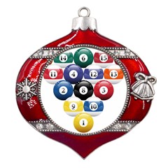 Abstract Vibrant Colour Botany Metal Snowflake And Bell Red Ornament