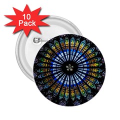 Stained Glass Rose Window In France s Strasbourg Cathedral 2 25  Buttons (10 Pack)  by Ket1n9