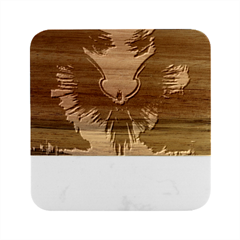 Rising Angel Fantasy Marble Wood Coaster (square)