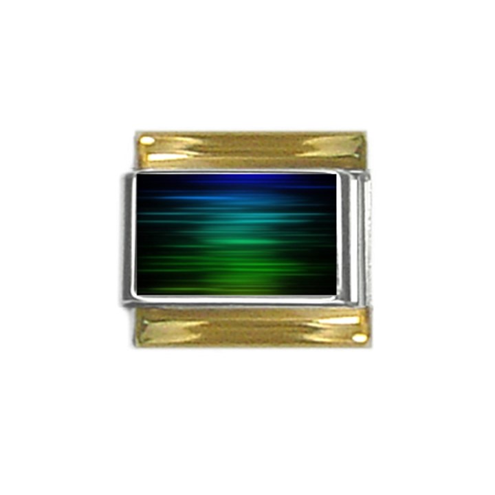 Blue And Green Lines Gold Trim Italian Charm (9mm)