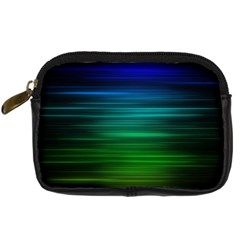 Blue And Green Lines Digital Camera Leather Case by Ket1n9