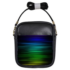 Blue And Green Lines Girls Sling Bag by Ket1n9