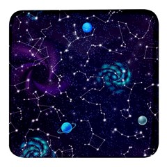 Realistic Night Sky Poster With Constellations Square Glass Fridge Magnet (4 Pack) by Ket1n9