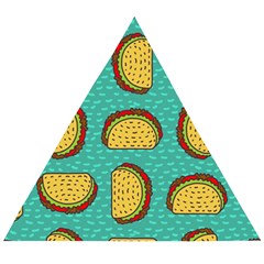 Taco Drawing Background Mexican Fast Food Pattern Wooden Puzzle Triangle by Ket1n9