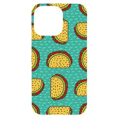 Taco Drawing Background Mexican Fast Food Pattern Iphone 14 Pro Max Black Uv Print Case by Ket1n9