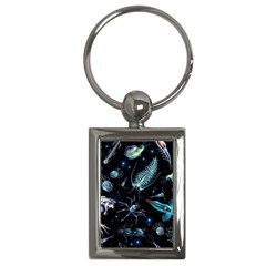 Colorful Abstract Pattern Consisting Glowing Lights Luminescent Images Marine Plankton Dark Backgrou Key Chain (rectangle) by Ket1n9