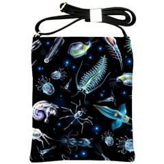 Colorful Abstract Pattern Consisting Glowing Lights Luminescent Images Marine Plankton Dark Backgrou Shoulder Sling Bag by Ket1n9