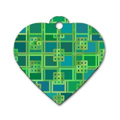Green Abstract Geometric Dog Tag Heart (two Sides) by Ket1n9