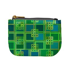 Green Abstract Geometric Mini Coin Purse by Ket1n9