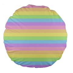 Cute Pastel Rainbow Stripes Large 18  Premium Flano Round Cushions by Ket1n9