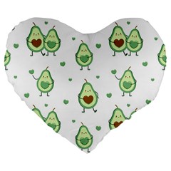 Cute Seamless Pattern With Avocado Lovers Large 19  Premium Flano Heart Shape Cushions by Ket1n9