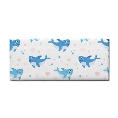 Seamless Pattern With Cute Sharks Hearts Hand Towel by Ket1n9