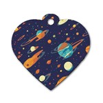 Space Galaxy Planet Universe Stars Night Fantasy Dog Tag Heart (One Side) Front