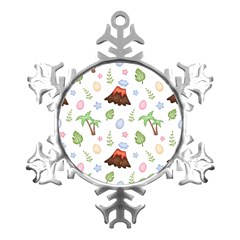 Cute Palm Volcano Seamless Pattern Metal Small Snowflake Ornament by Ket1n9
